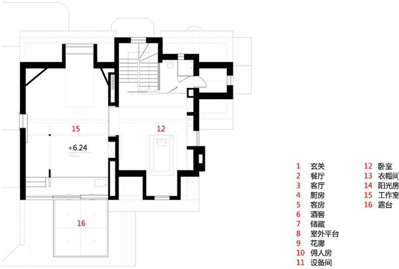 上海老宅改造 旭可建筑 三层平面