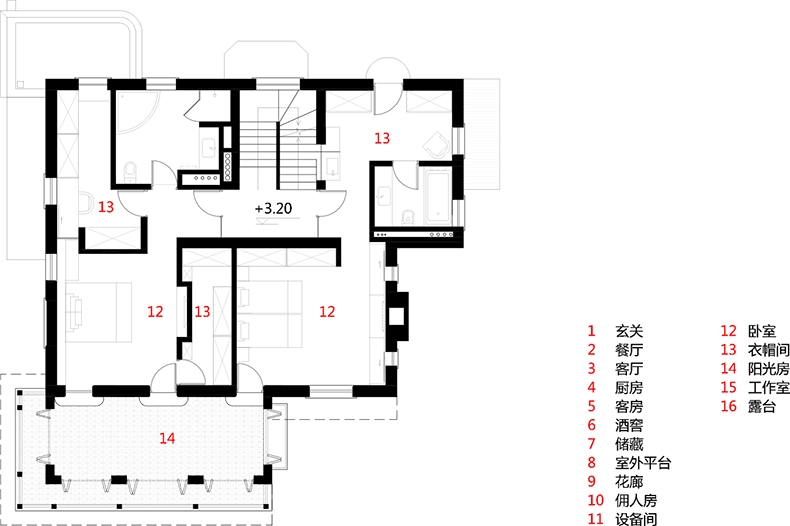 上海老宅改造 旭可建筑 二层平面