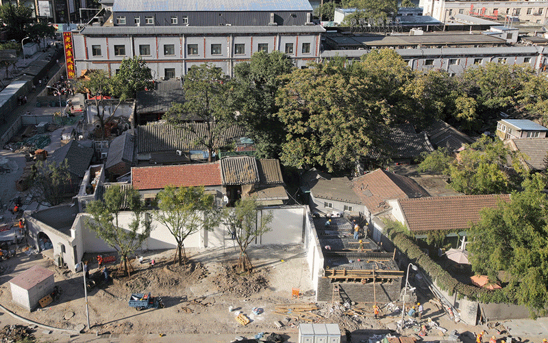 王府井西街与大纱帽胡同转角口袋公园施工过程gif2