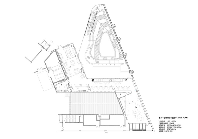 B1Cafe Plan丨地下一层咖啡吧平面图