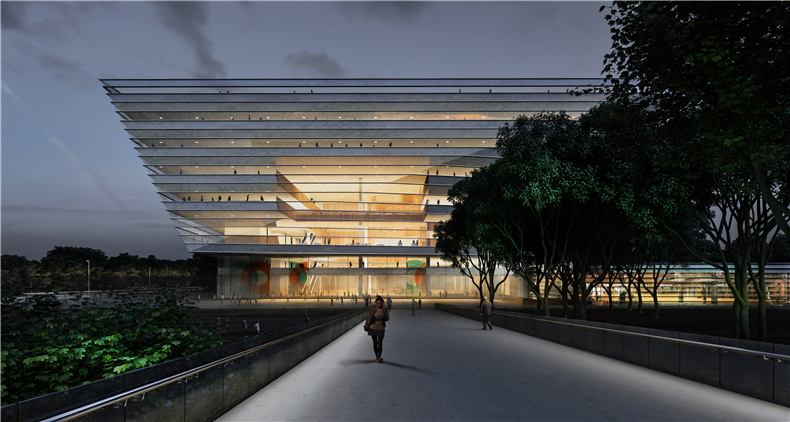 03 SHL Shanghai Library Exterior Night Image by SHL