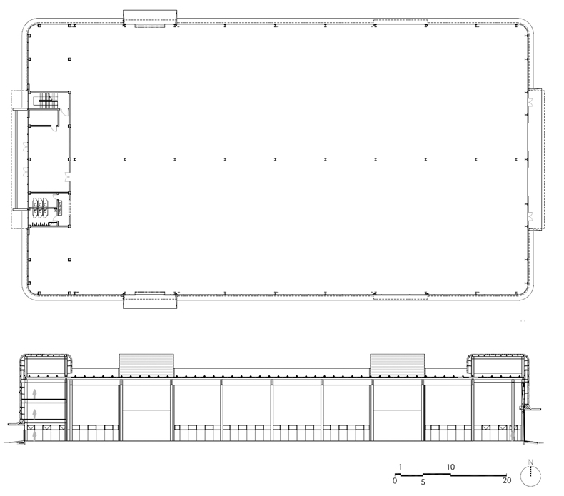 厂房设计 临港重工业区 gmp A型厂房首层平面纵剖面